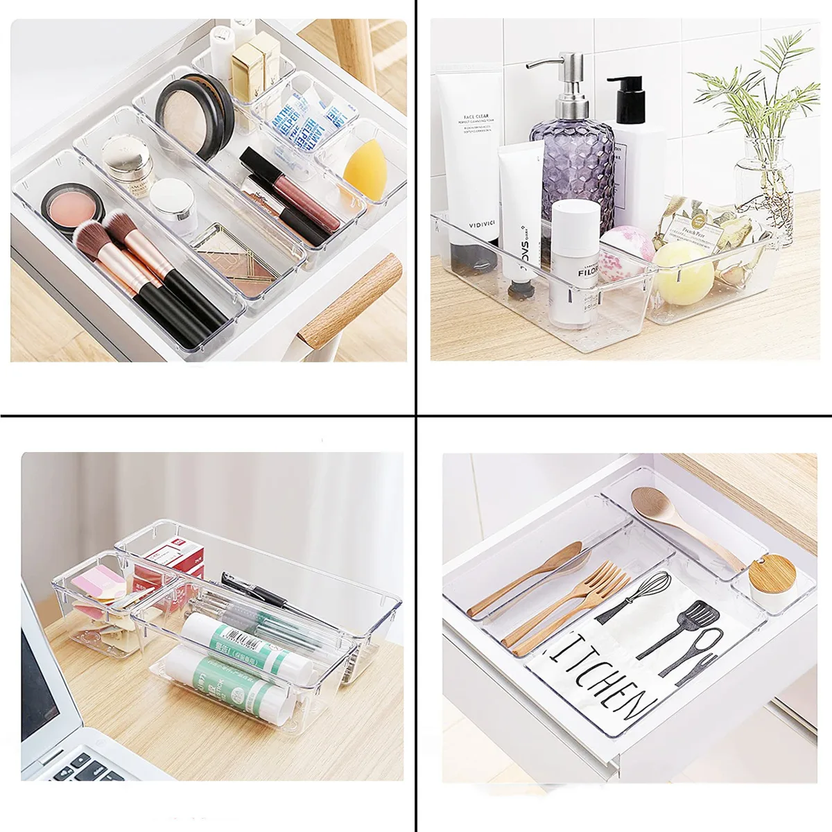 Clear Stationery Tableware Makeup Organizer Stackable 5