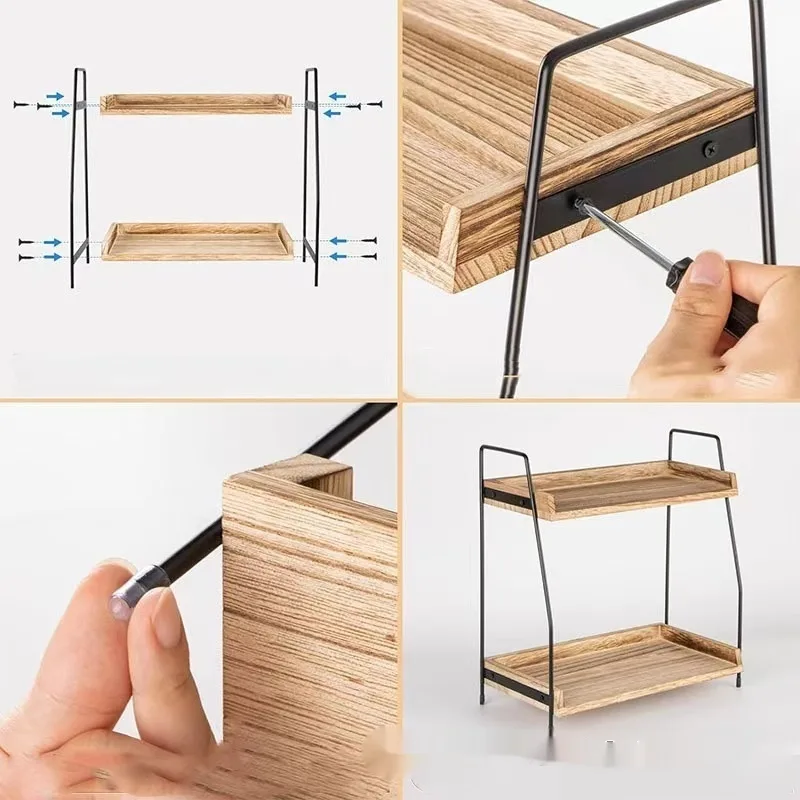 Wooden Kitchen Seasoning Rack Storage Rack 4