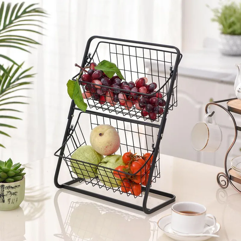 Stainless Steel Countertops Multilayer Spice Rack Fruit Kitchen