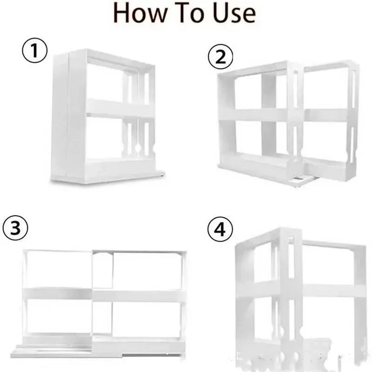 Kitchen Spice Organizer Rack Double Rotating Storage 4