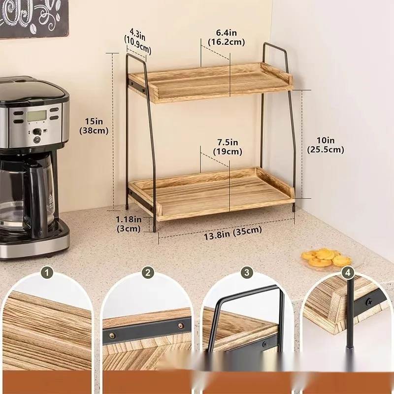 Wooden Kitchen Seasoning Rack Storage Rack 5