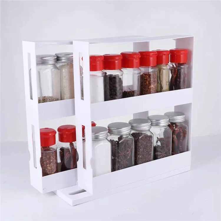 Kitchen Spice Organizer Rack Double Rotating Storage 2