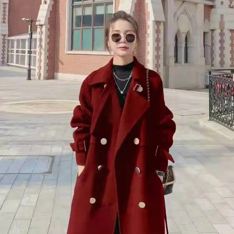 Black Wool Blend Mid-Length Coat 3